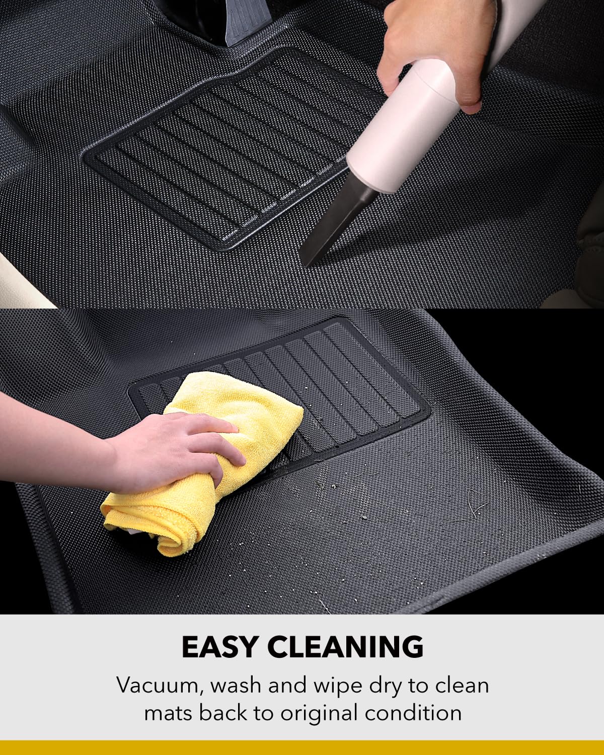 3D MAXpider L1HY10101509 3D MAXpider Custom Fit Kagu Floor Mat (Black) Compatible with Hyundai Palisade 7-Seat 2020-2025 - Full Set