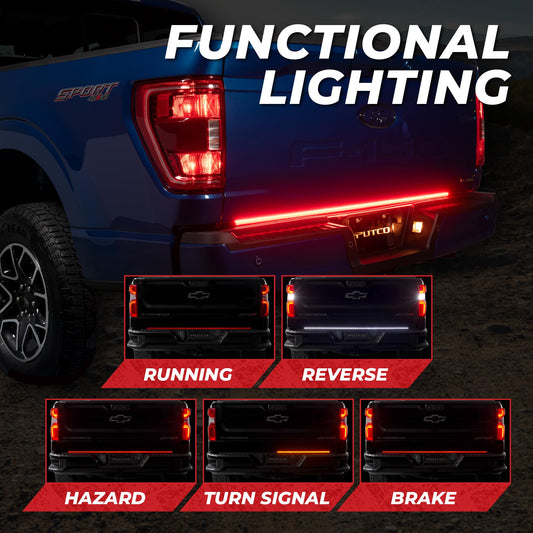 Putco 9201960-32 Putco 60" Blade LED Tailgate Light Bar Red/Amber/White LEDs & Plug-N-Play Quick Connect Harness - Fits Ford F250 / F350 / F450 2023-2027 w/Halogen Tail Lights