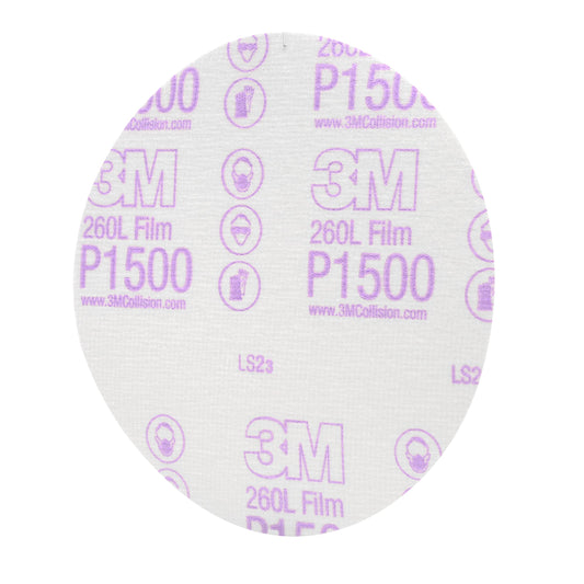 3M 00950 3M Hookit Finishing Film Abrasive Disc, 260L, 00950, 6 in, P1500
