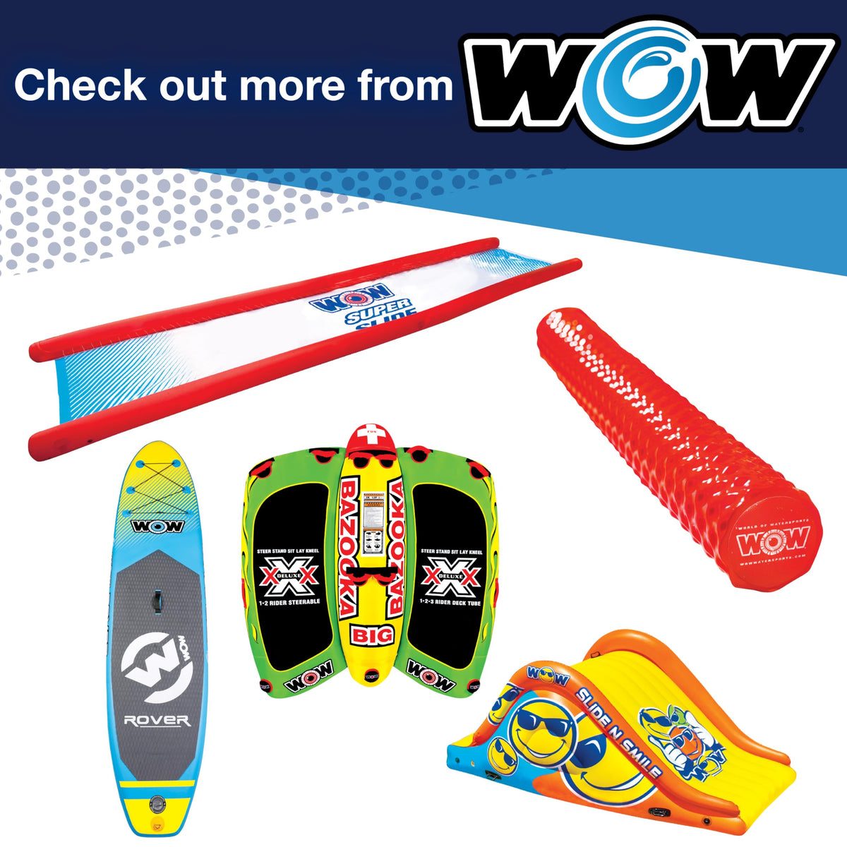 WOW SPORTS 12-2030 WOW Sports Inflatable Water Walkway, Inflatable Water Mat Pool Float, Ideal for Kids and Adults, 10 x 6 Feet, Blue