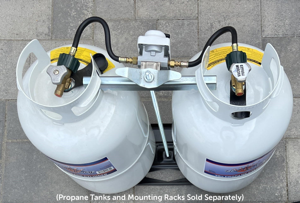 FLAME KING KT12ACR6 Flame King (KT12ACR-2) 2-Stage Auto Changeover LP Propane Gas Regulator With Two 12 Inch Pigtails For RVs, Vans, Trailers