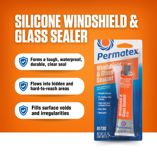 PERMATEX 81730 Permatex 81730 Flowable Silicone Windshield and Glass Sealer, 1.5 oz.