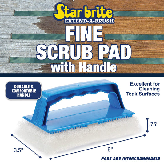 STAR BRITE 040129 STAR BRITE Fine White Scrub Pad with Interchangeable Handle