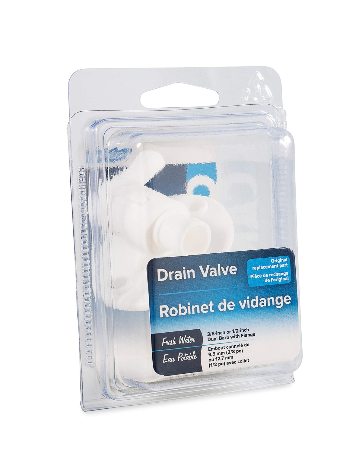 CAMCO 22223 Camco RV Water Tank Drain Valve | Features a Durable Plastic Construction, Comes with a Flange, and is Used with 3/4-Inch or 1/2-Inch Vinyl Tubing (22223)