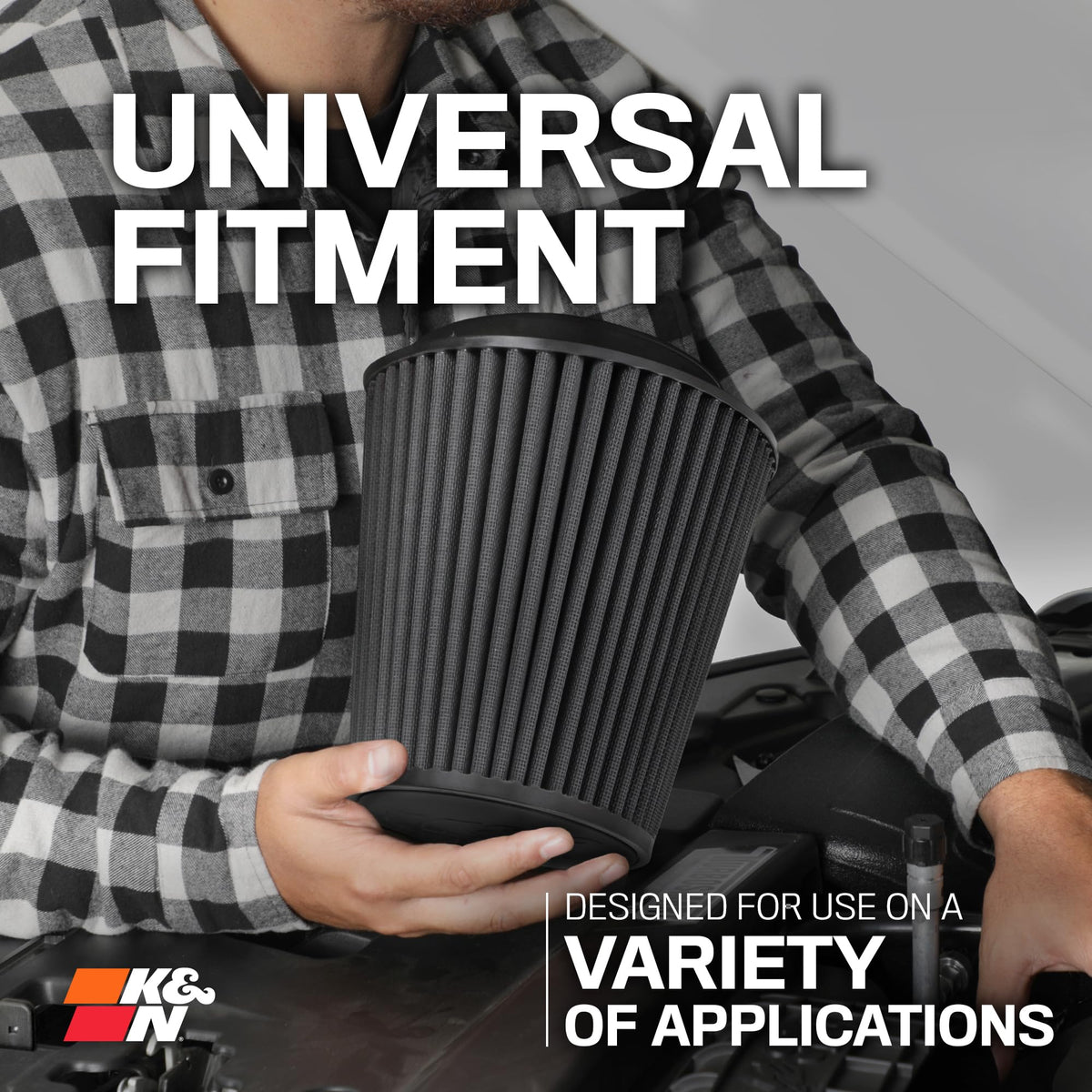 K&N FILTER RU-5177HBK K&N Dryflow Lifetime Universal Clamp-On Air Filter: Dry Synthetic, Washable, Oil-Free Flange Diameter: 6 In, Filter Height: 7.5 In, Flange Length: 1.125 In, Shape: Round Tapered, RU-5177HBK