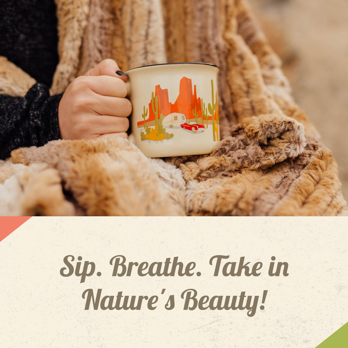 CAMP CASUAL CC-004VB Ceramic Coffee Mug - 15 oz Retro Inspired Camping Mug - for Hot & Cold Drinks - Works as a Tea, Soup, & Coffee Mug - Stylish, Versatile, & Microwaveable Camping Coffee Mugs by Camp Casual