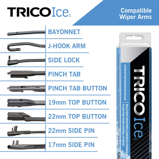 TRICO 35-130 TRICO ICE Wiper Blade 13 inch Fits Select Honda, Hyundai, Toyota, Nissan, Ford, Chevrolet, Jeep, Kia, Buick, GMC, Fiat, Suzuki, Model Years (35-130)