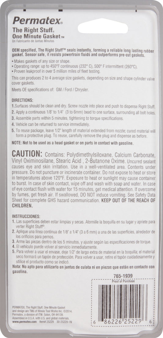 PERMATEX 25229 Permatex 25229 RIGHT STUFF 1 MIN GASKET 3 OZ AEROSOL