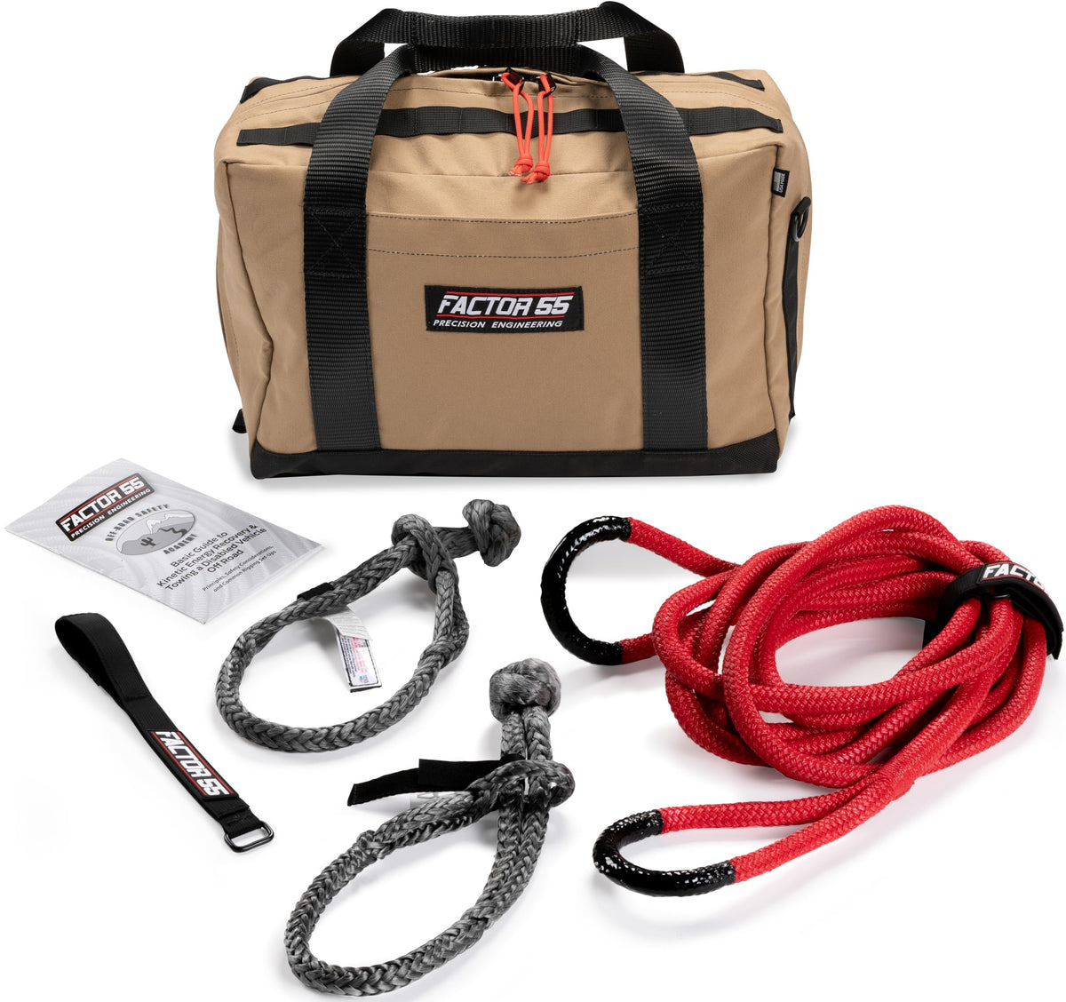 FACTOR 55 00492 Factor 55 St. Anthony Kinetic Recovery Gear Kit for UTV/ATV Powersport Vehicles - Tan