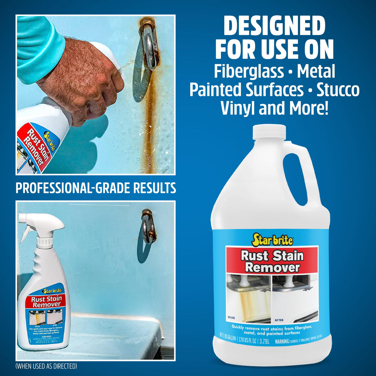STAR BRITE 089200N STAR BRITE Rust Stain Remover - Easily Clean Corrosion Stains Off Fiberglass, Vinyl, Metal & Painted Surfaces, 128 oz - 1 Gallon