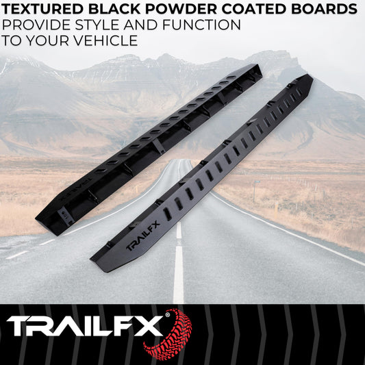 TRAILFX ORB004 TrailFX Overland Running Board for Jeep Wrangler JL 2 Door 2018-2025 Matte Black Powder Coated Steel Bolt On Set of 2 Nerf Bars with Installation Hardware TrailFX ORB004