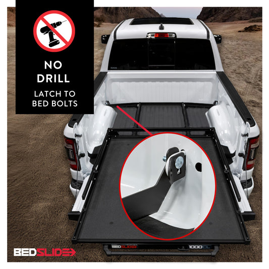 BEDSLIDE BSA-GM58-2023 Bedslide No-Drill Truck Bed Brackets, for Truck Bed Organizer, Fits Chevy Colorado and GMC Canyon, Years 2023-2024, 5’ Truck Bed, Black