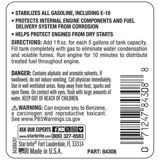 STAR BRITE 084308P STAR BRITE Pro Star Gasoline Stabilizer with Corrosion Inhibitors