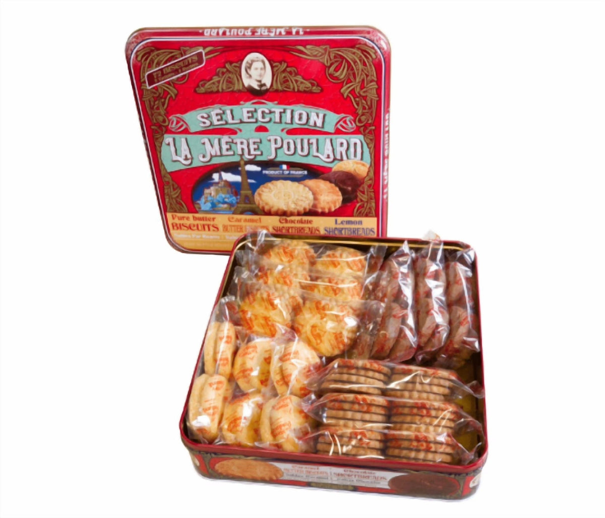 La Mère Poulard La Mère Poulard French Butter Cookies, Assorted Flavors, 1.49 lb Tin