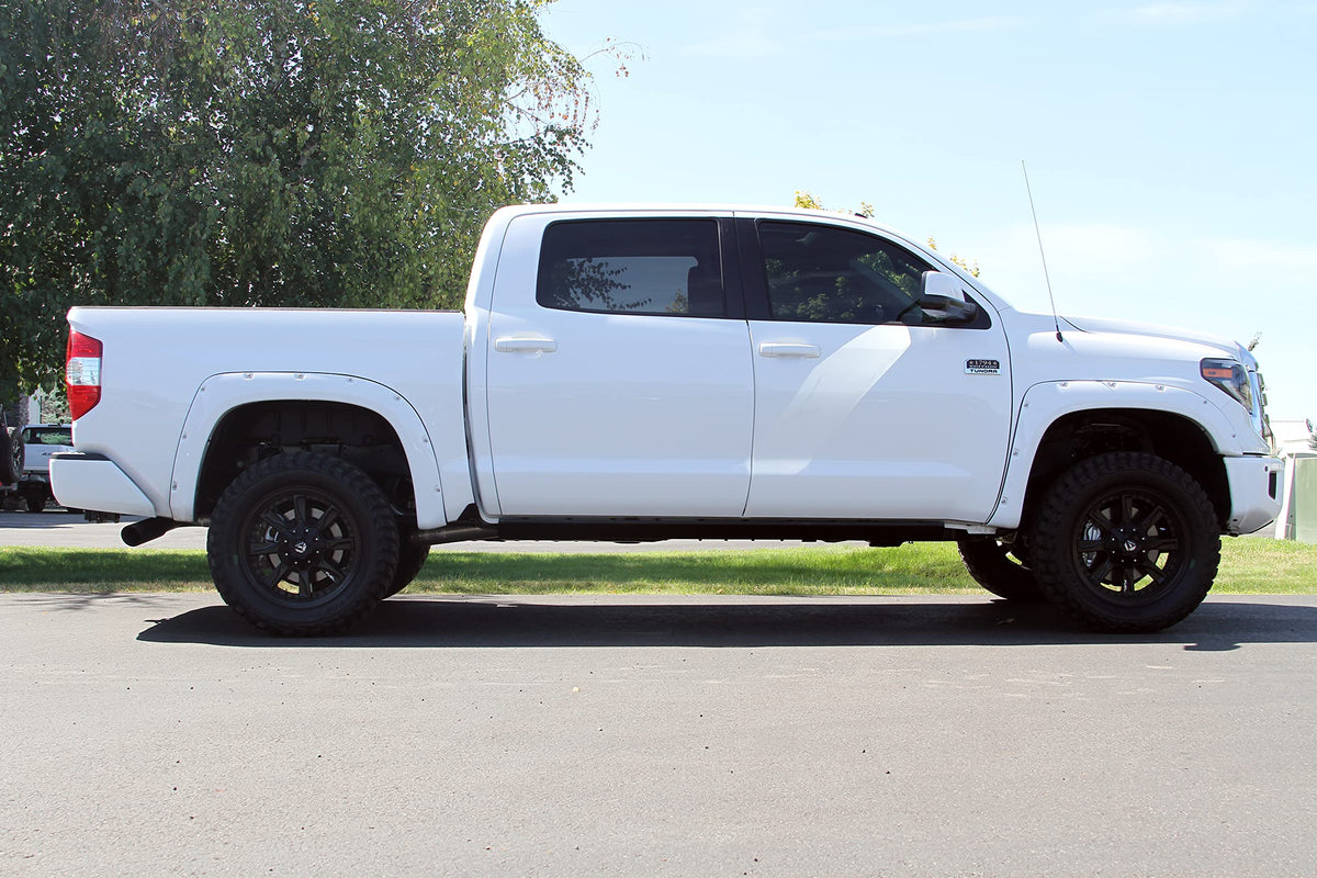 FLOWMASTER 817692 Flowmaster 817692 Outlaw Cat-Back Exhaust Kit 3 Inch Stainless Steel Dual 4 Inch Black Stainless Tips Compatible with 2009-2021 Toyota Tundra 4.6L 4.7L 5.7L exc Reg Cab Short Bed Double Cab Long Bed