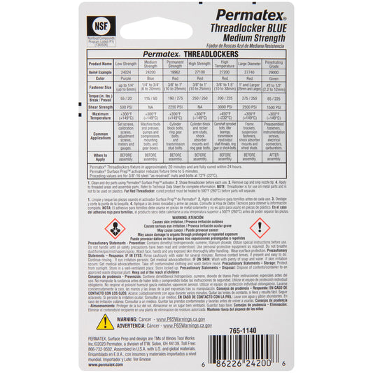 PERMATEX 24005 Permatex 24005 Medium Strength Threadlocker Blue Gel, 5 g