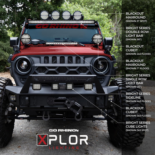 GO RHINO 750723213CSS Go Rhino Xplor Lighting: Bright Series 32" Single Row LED Light Bar | Side & Track Mount, Aluminum, Black | 750723213CSS