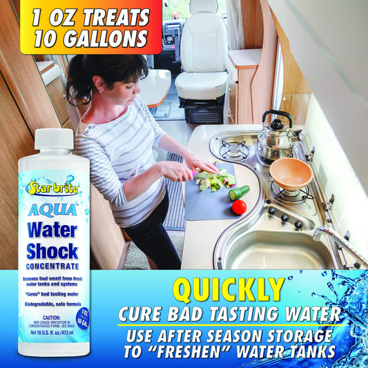 STAR BRITE 097116 STAR BRITE Aqua Water Shock for Boats & RVs - Instant Odor & Bad Taste Remover for Potable Water, 16 Ounce (097116)