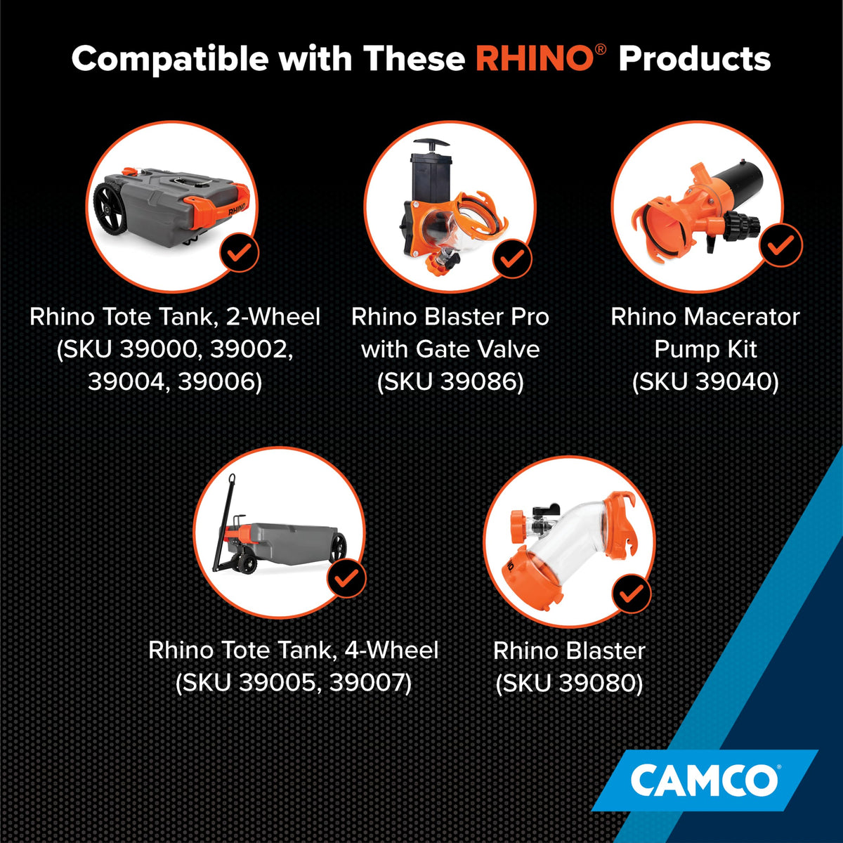 CAMCO 22990 Camco Rhino 25-Ft Clean-Out RV Black Water Hose - Orange - Made in the USA