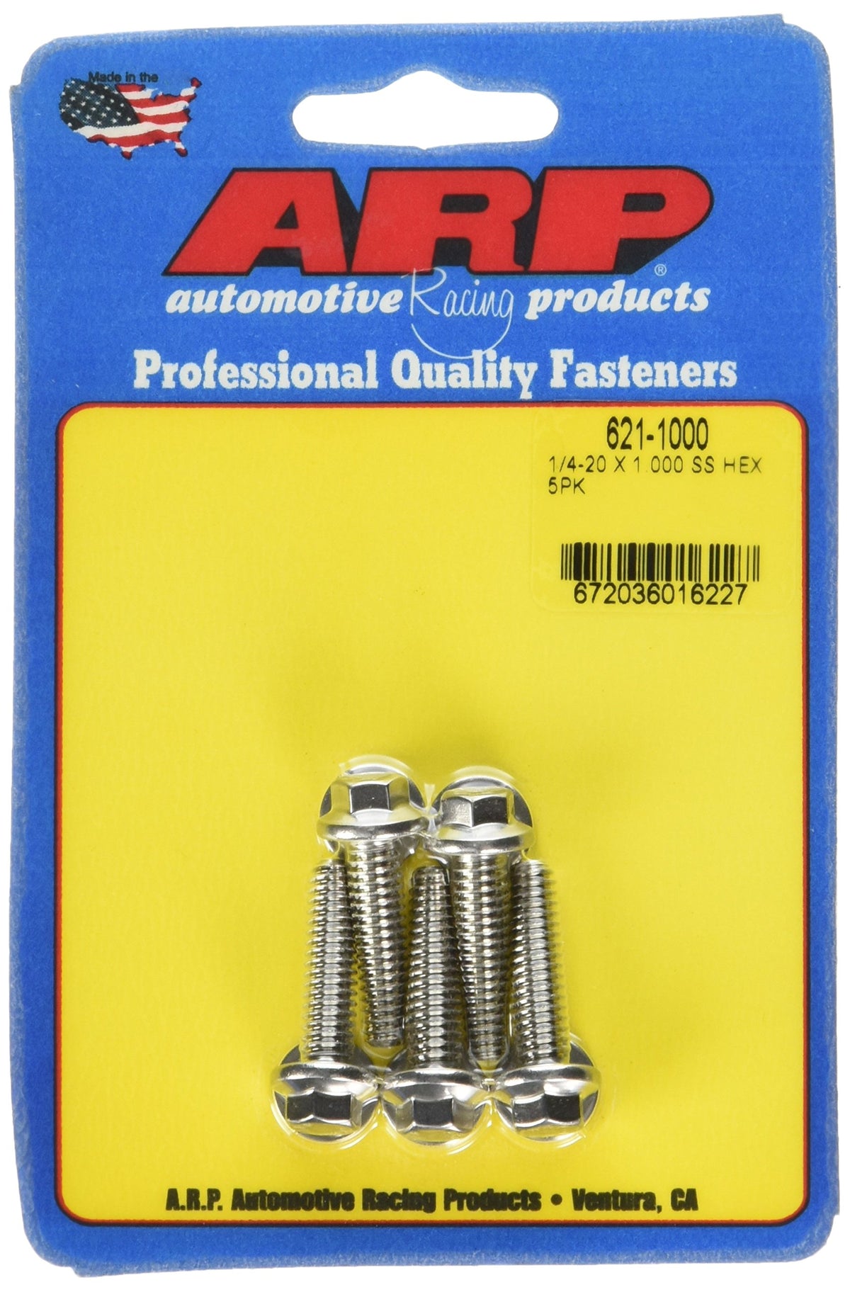 ARP 621-1000 ARP 6211000 Stainless Steel 1/4-20 Hex Bolts - Pack of 5