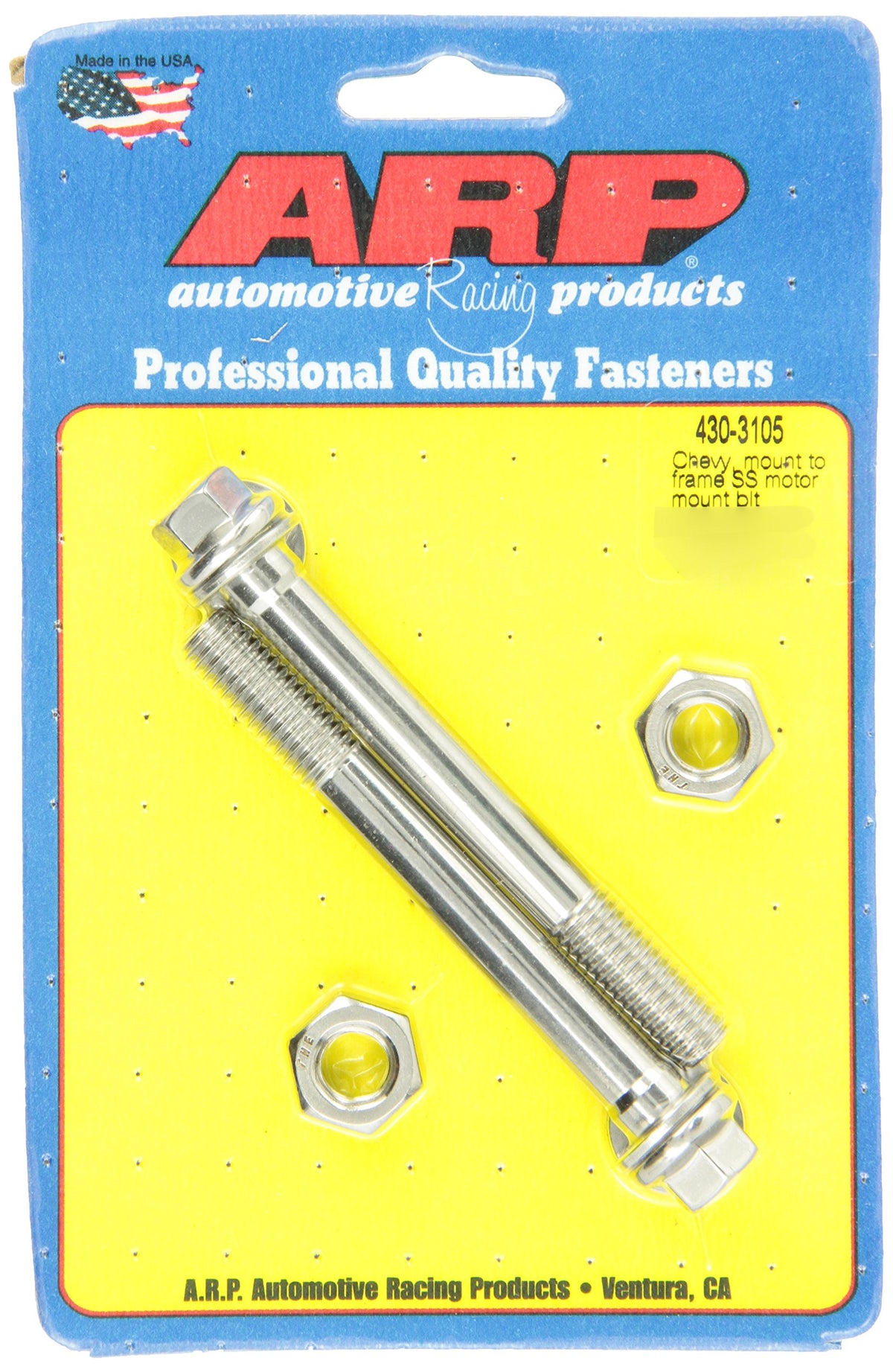 ARP 430-3105 ARP Motor Mount Bolt Kit, Hex Head, Stainless, Polished, Mount to Frame, GM V6 / V8, Pair