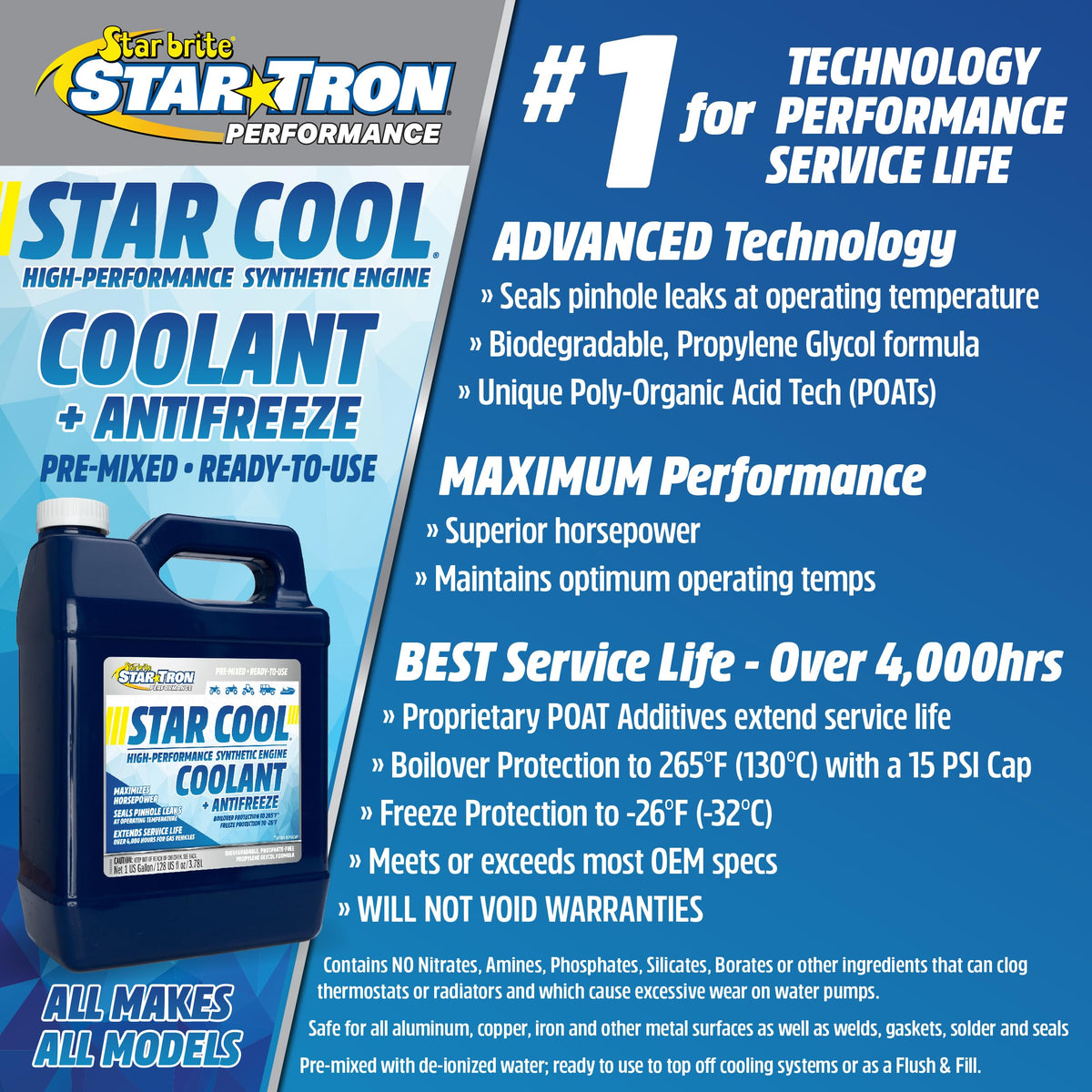 STAR BRITE 033264 STAR BRITE Star-Cool Premium Synthetic PG Engine Coolant - 64 OZ (033264)