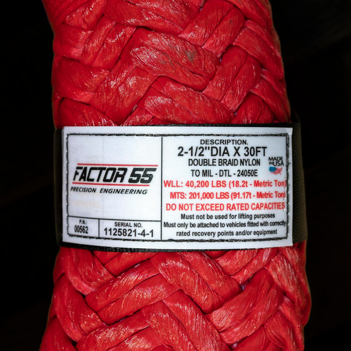 FACTOR 55 00562 Factor 55 Extreme Duty Kinetic Energy Recovery Rope, 2-1/2" Diameter x 30' Length