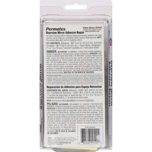 PERMATEX 09102 Permatex 09102 Rearview Mirror Adhesive Kit