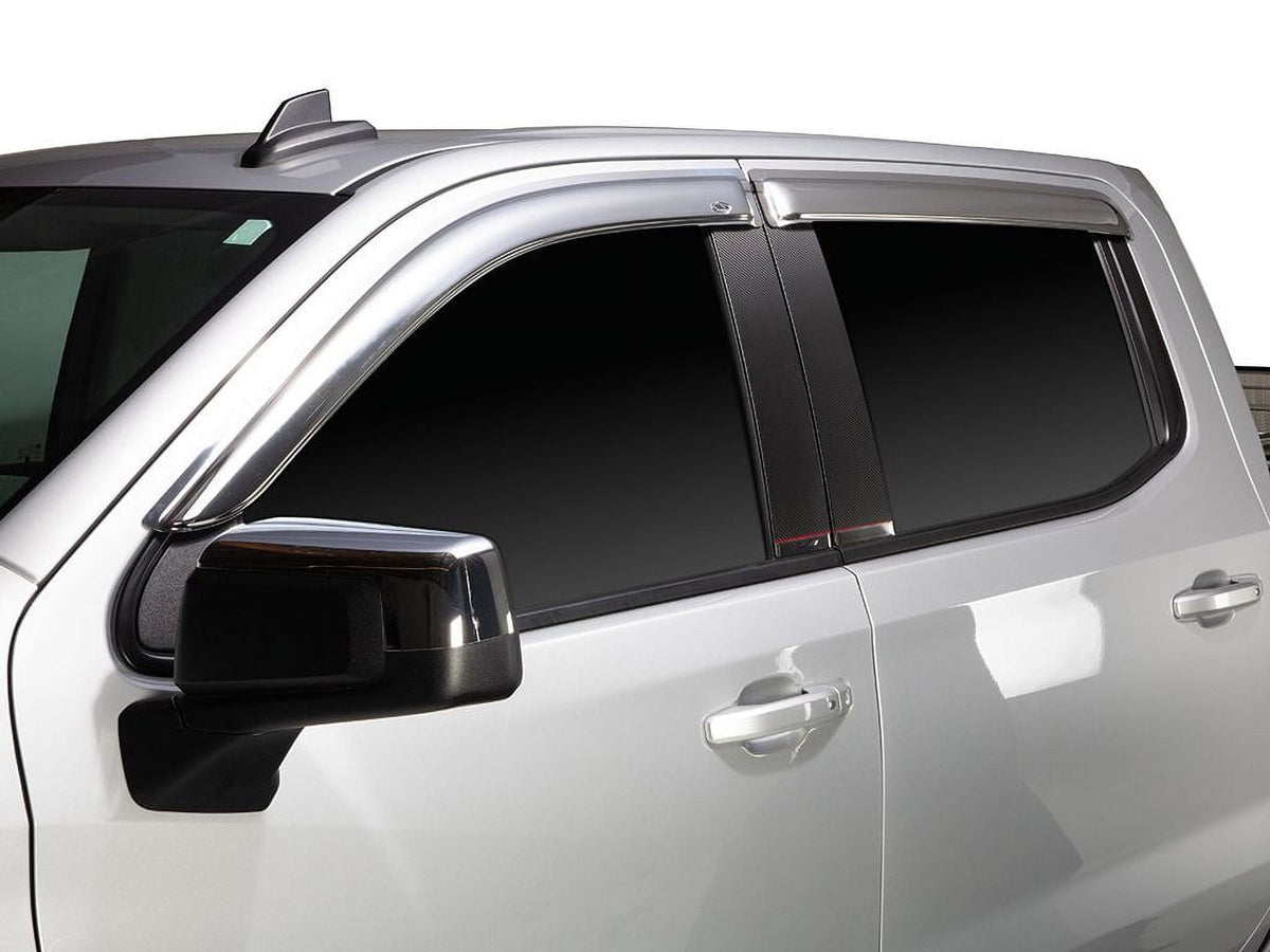 AVS 684805 Auto Ventshade (AVS) by RealTruck Outside Mount Ventvisor/Deflectors 4 Pc. Set Compatible with 2020-2024 Chevy/GMC Silverado/Sierra 1500,2500,3500 Crew Cab