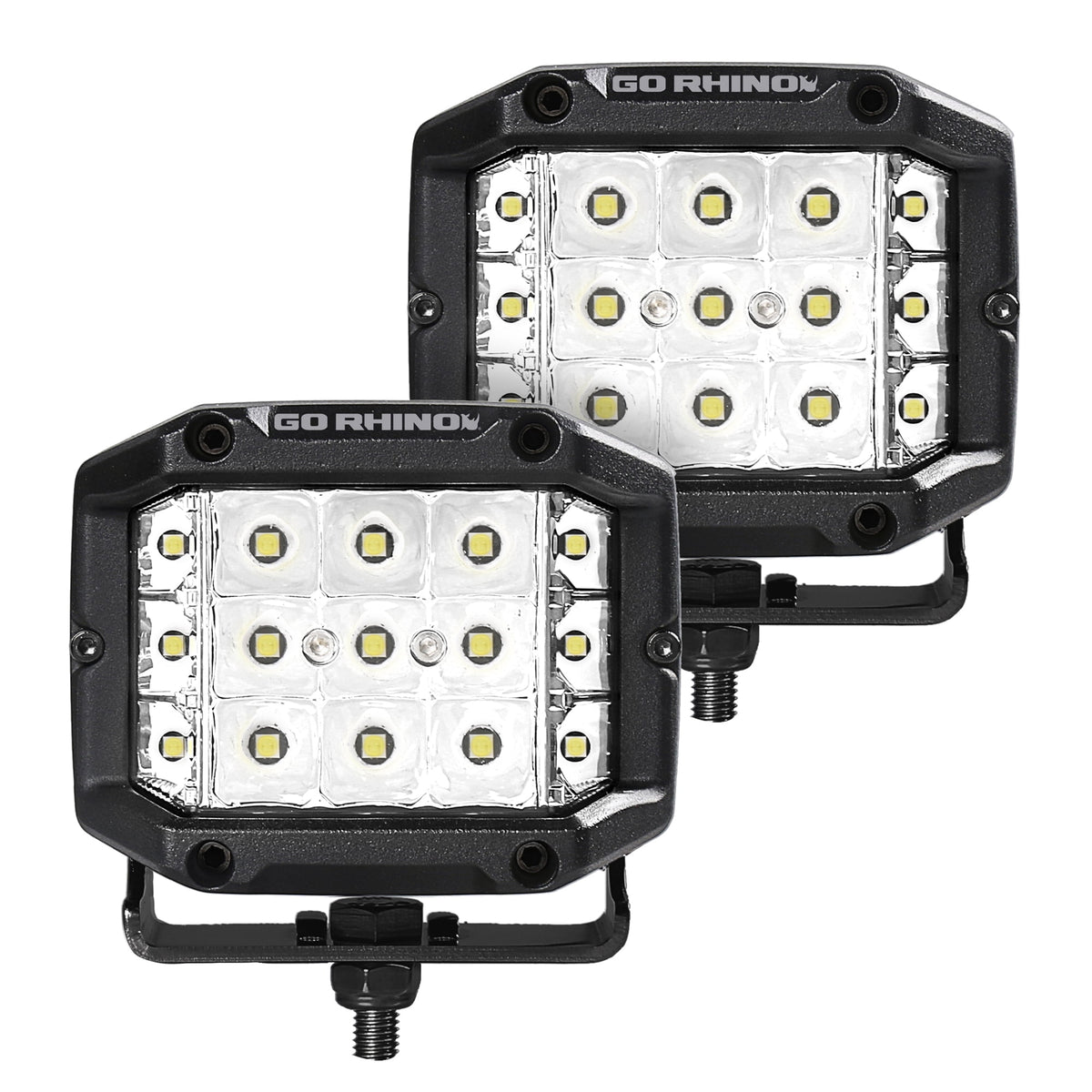 Go Rhino! 750300323SCS Go Rhino 750300323SCS Bright Series - SIDELINE 4x3 LED Spot Lights, Pair