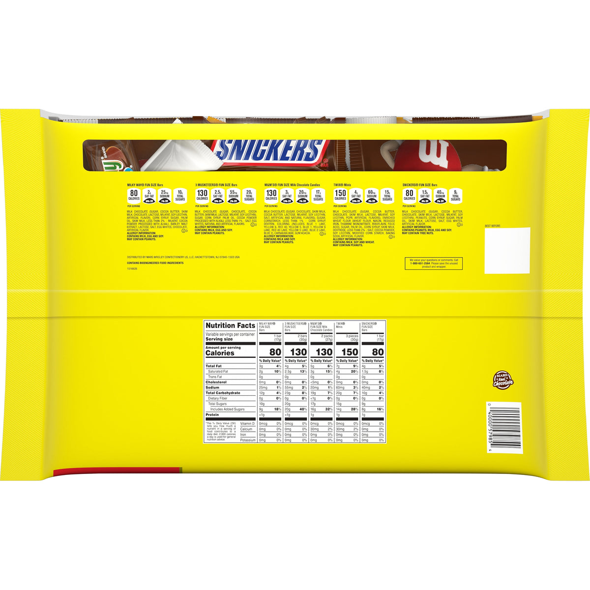 Mars Mars Bulk Chocolate Candy Variety Bag — Snickers, Twix, Milky Way, M&M'S & 3 Musketeers, 145 Count
