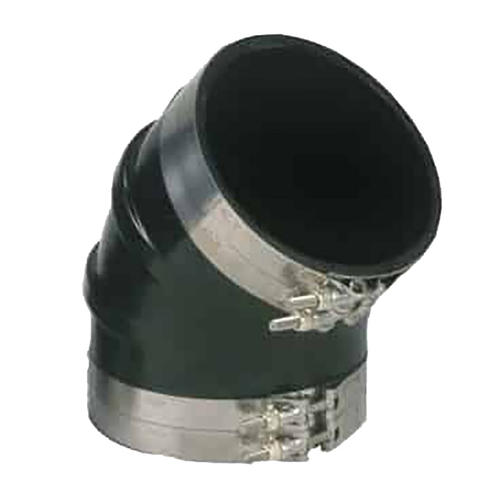 Trident Marine TRL-645-S/S Trident Marine 6" ID 45-Degree EPDM Black Rubber Molded Wet Exhaust Elbow w/4 T-Bolt Clamps