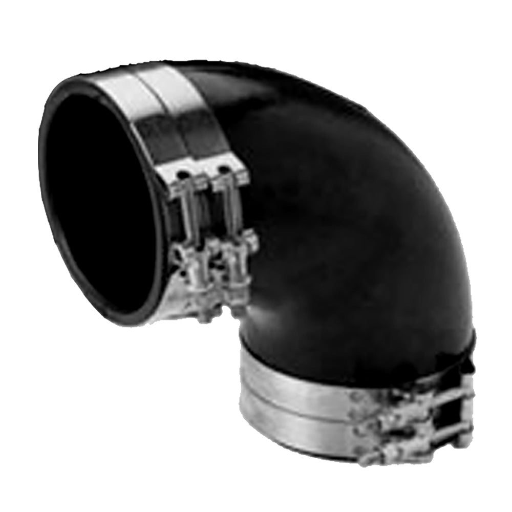 Trident Marine TRL-690-S/S Trident Marine 6" ID 90-Degree EPDM Black Rubber Molded Wet Exhaust Elbow w/4 T-Bolt Clamps