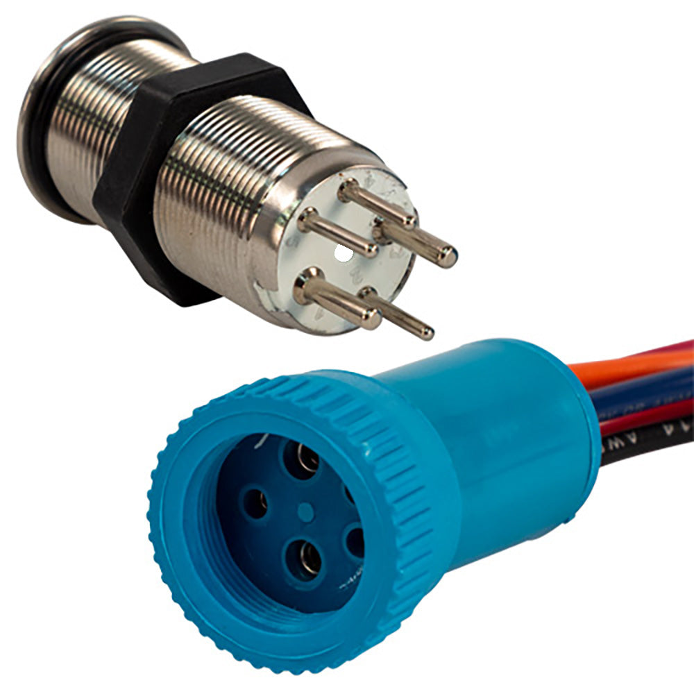 Bluewater 9057-3114-1 Bluewater 19mm Push Button Switch - OFF/ON/ON Nav/Anc Contact - Blue/Green/Red LED - 1' Lead