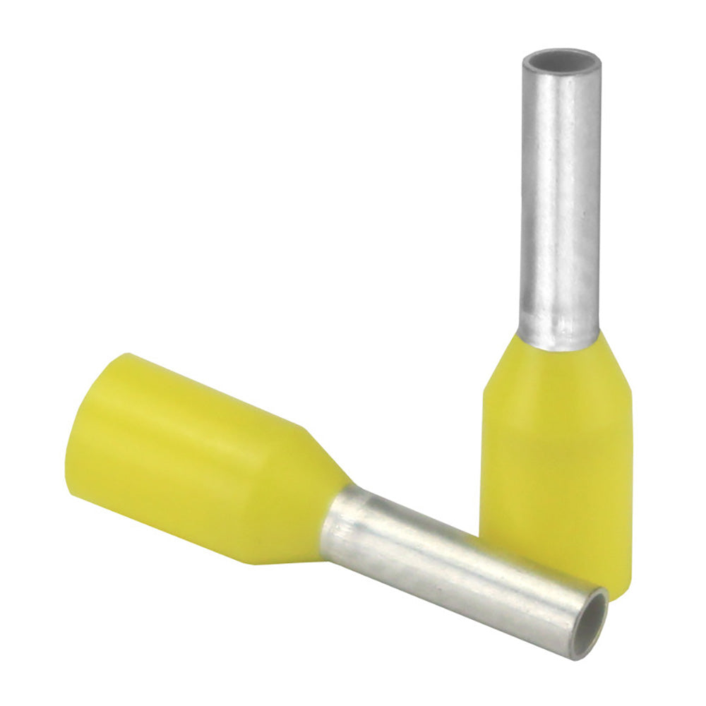 Pacer TFRL18-6MM-25 Pacer Yellow 18 AWG Wire Ferrule - 6mm Length - 25 Pack