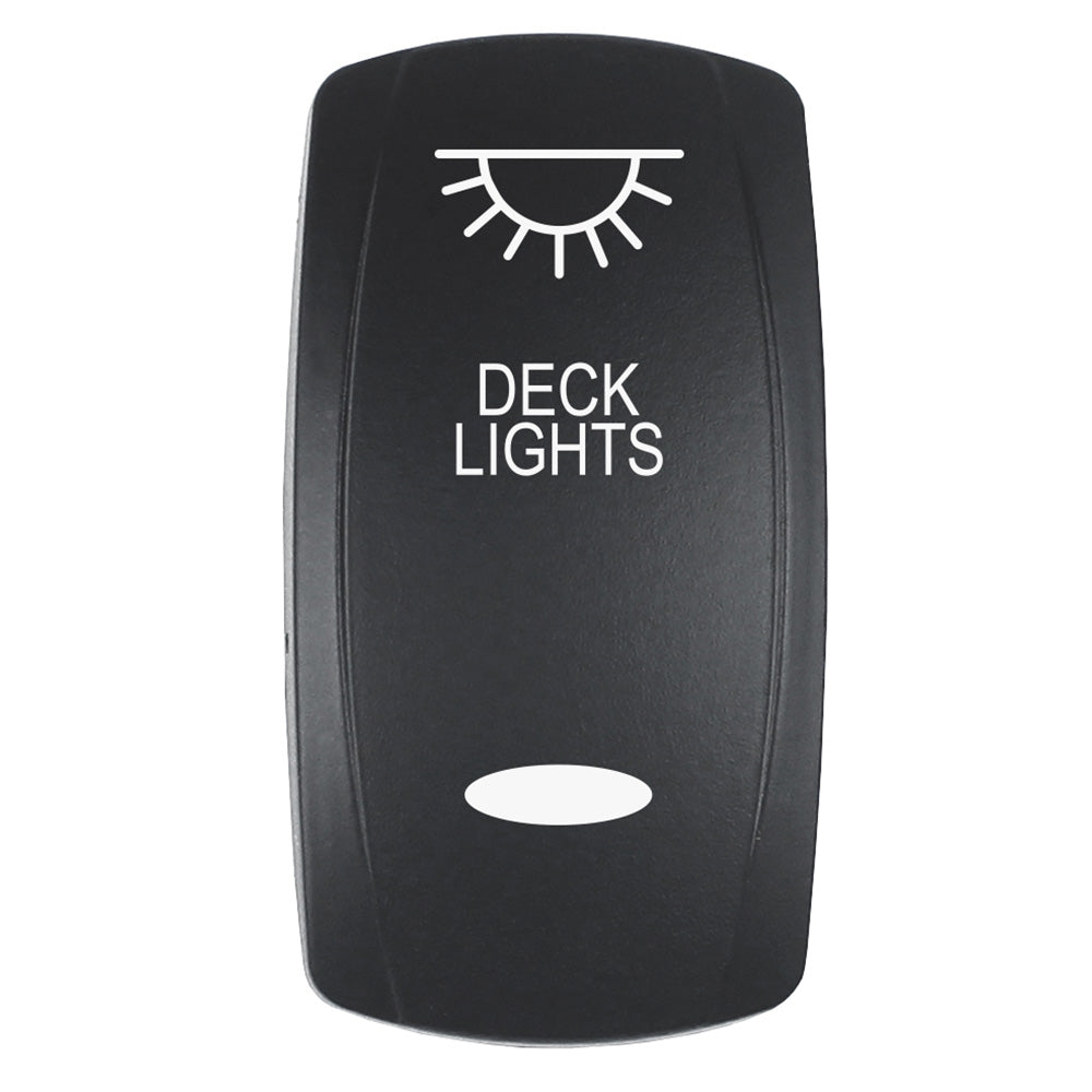 Pacer EV2LE-DECK Pacer Actuator - 'DECK LIGHTS' f/V Series Contura Switches - Black - Laser Etched (Top/Bottom Light)