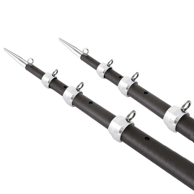Tigress 15' XD 3K Carbon Fiber Telescoping Outrigger Poles - Matte Black/Silver - Pair