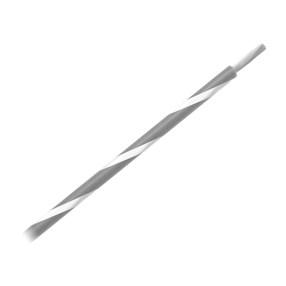 Pacer WUL14GY-9-500 Pacer 14 AWG Gauge Striped Marine Wire 500' Spool - Grey w/White Stripe