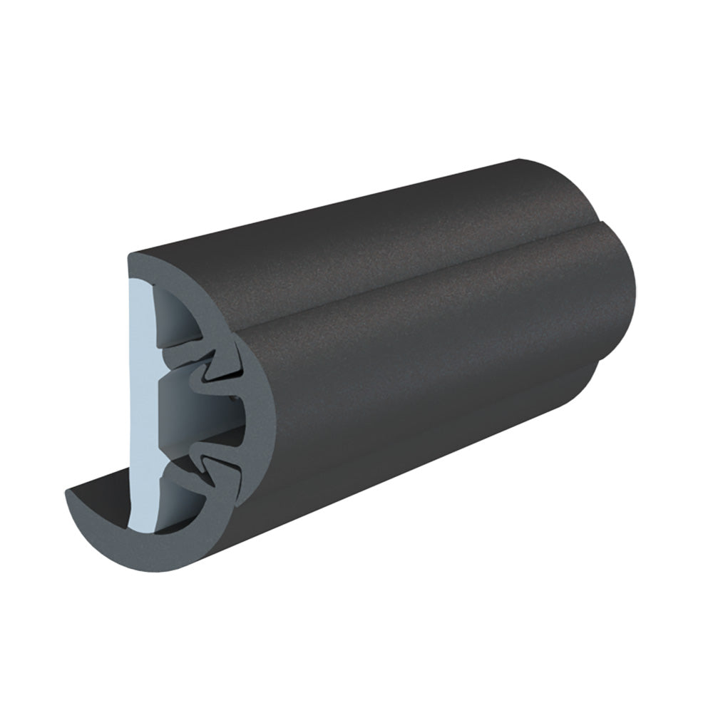 TACO Marine V11-9991BBK60-2 TACO SuproFlex Rub Rail Kit w/Flex Vinyl Overlay Insert - 1-5/8"H x 7/8"W x 60'L - Black w/Black Insert