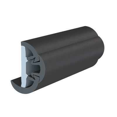 TACO SuproFlex Rub Rail Kit w/Flex Vinyl Overlay Insert - 2"H x 1-1/4"W x 60'L - Black w/Black Insert