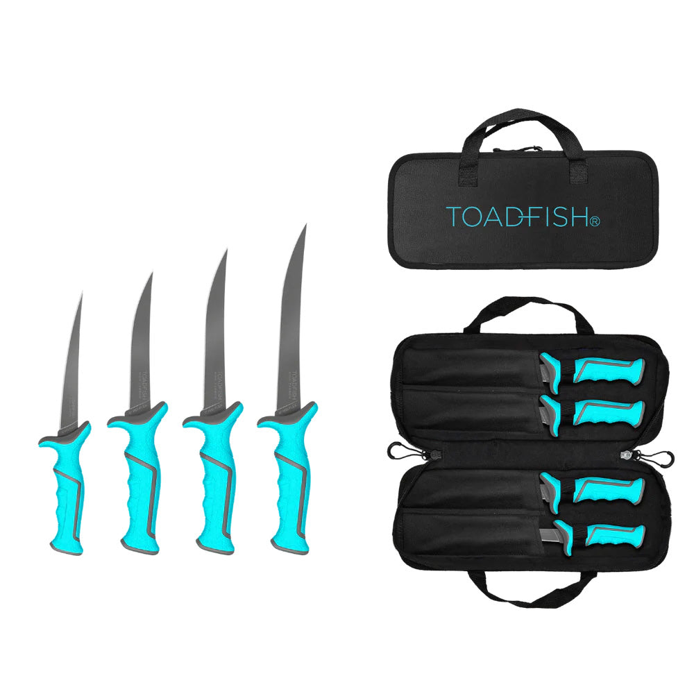 Toadfish 1175 Toadfish Fixed Filet Knife Set - 4 Knives - 5&rdquo;, 6&rdquo;, 7&rdquo; &amp; 8&rdquo; Fixed Knives