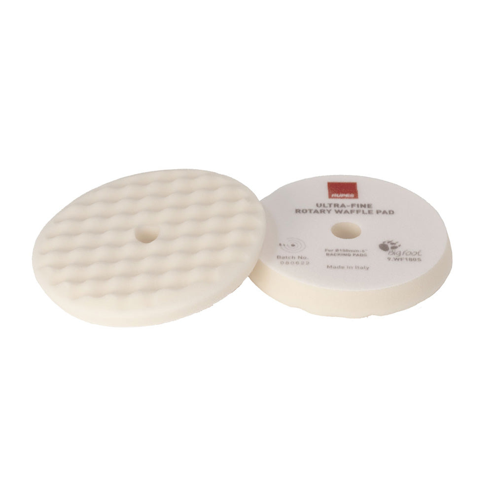 RUPES 9.WF180S RUPES Velcro Waffle Ultra-Fine Polishing Foam Pad f/Rotary Polishers 180mm - White