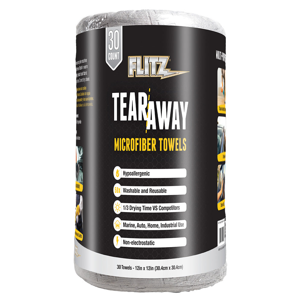 Flitz MC330R Flitz 12" x 12" Tear-Away Microfiber Towels - Grey *30-Pack