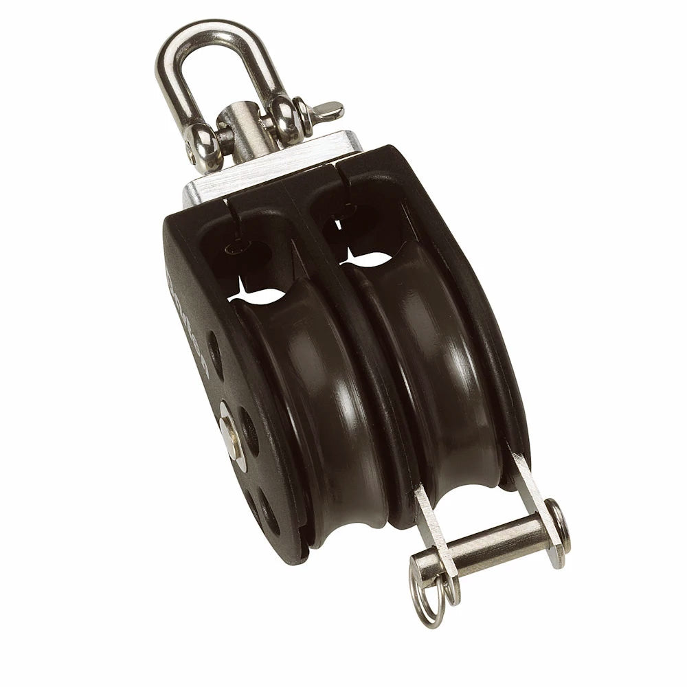 Barton Marine N02231 Barton Size 2 35mm Plain Bearing Pulley Block Double Swivel &amp; Becket