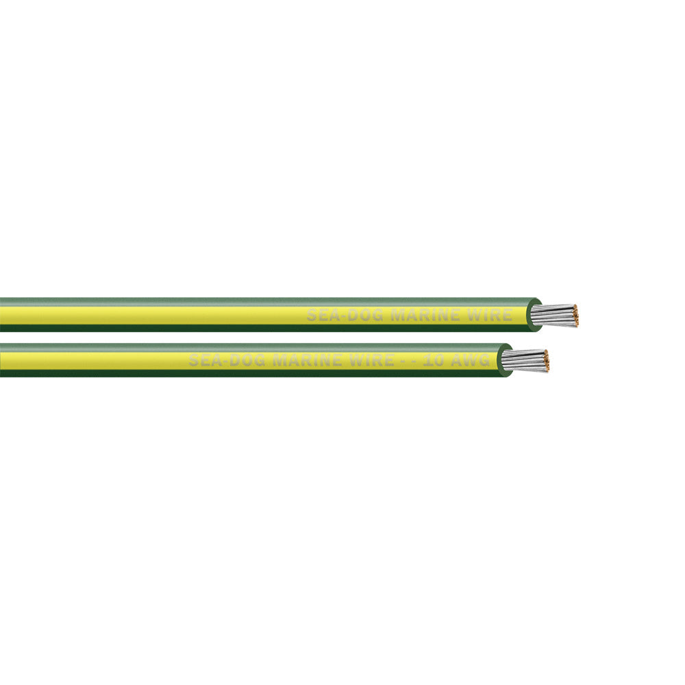 Sea-Dog 10 AWG Green/Yellow Stripe Primary Wire - 250'