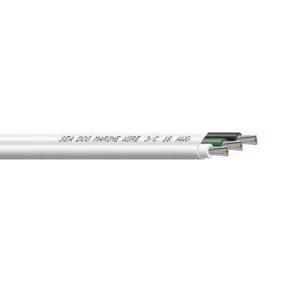 Sea-Dog Line 8016302 Sea-Dog 16/3 AWG Flat Triplex Wire - White/Green/Black - 100'