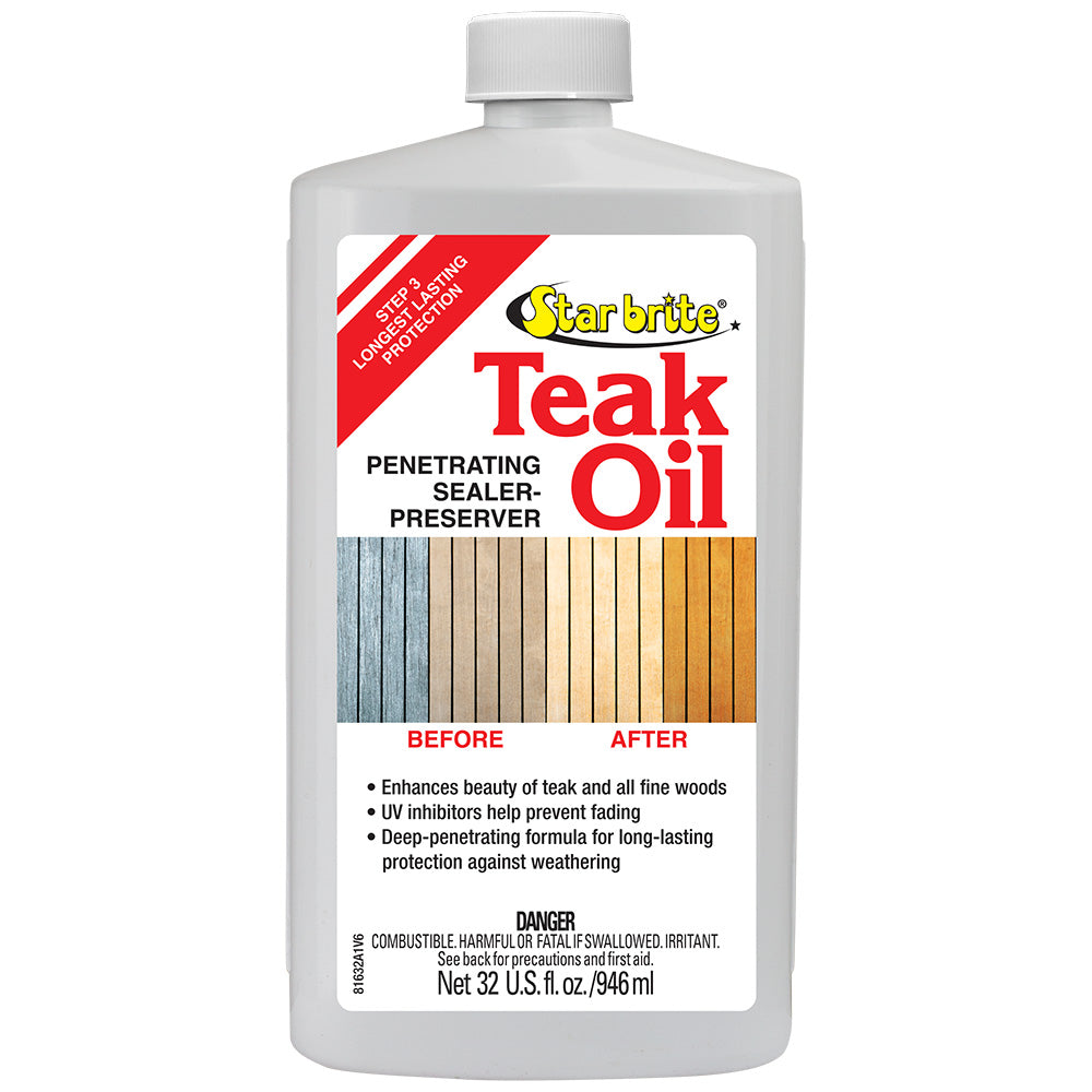Star brite 81632 Star brite Teak Oil - Long Lasting, Penetrating, Sealer, &amp; Preserver w/UV Inhibitors - 32 oz