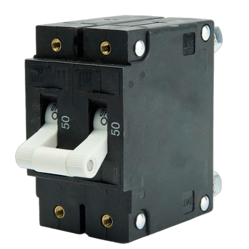 Egis Mobile Electric 3502-050 Egis C Series White Toggle Panel Mount Circuit Breaker - Double Pole 50A