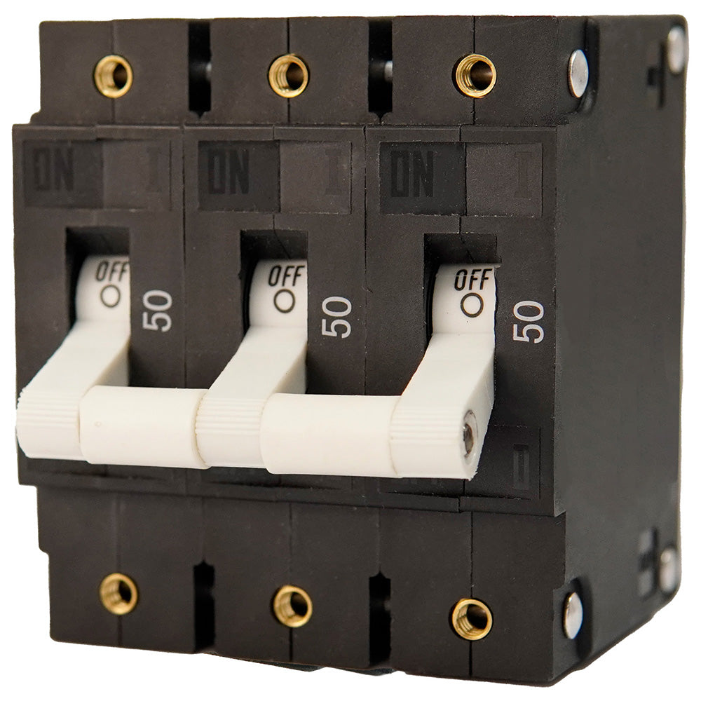 Egis Mobile Electric 3503-050 Egis C Series White Toggle Panel Mount Circuit Breaker - Triple Pole 50A