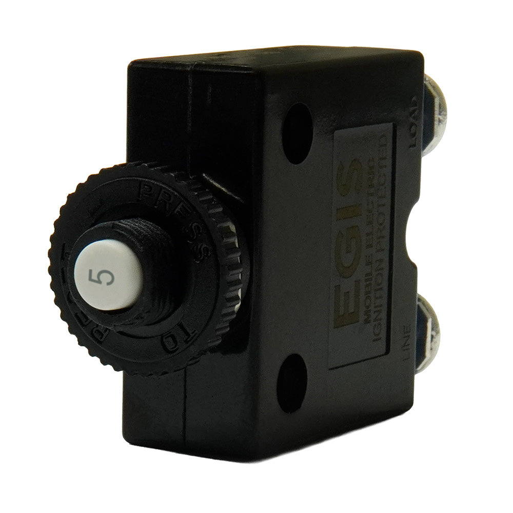 Egis Mobile Electric 4710-05 Egis 5A Push Button Panel Mount Circuit Breaker - Screw Terminals